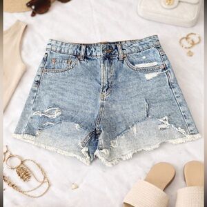 Wild Fable High Rise Short Blue Distressed Jean Cotton Cut Off Size 6